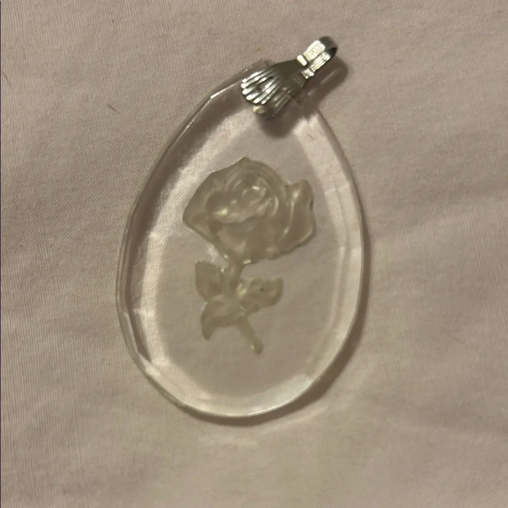 Clear glass Teardrop Rose Pendant